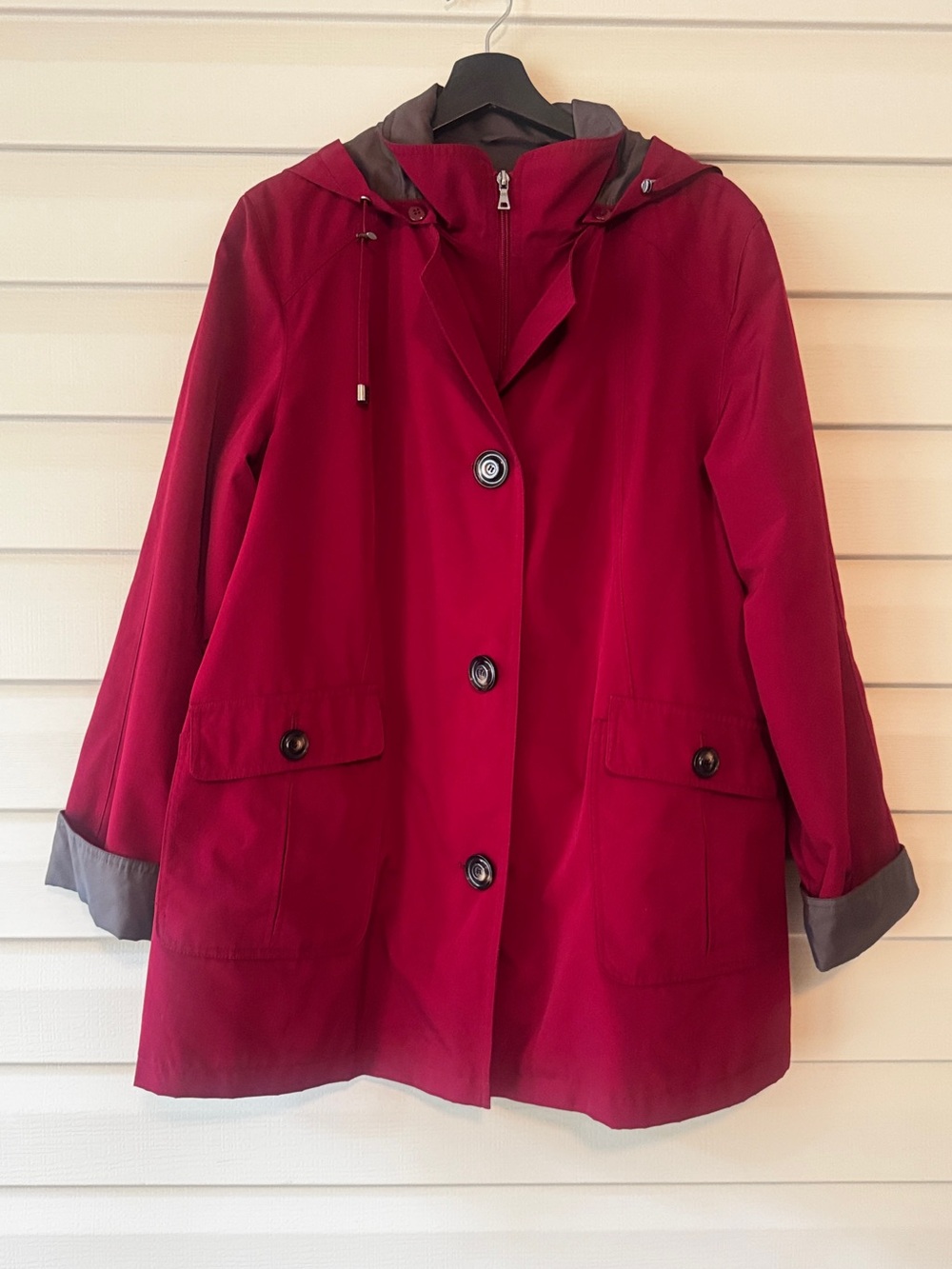 Investments Petite XL Red All-Weather Coat Removable Liner & Hood PXL